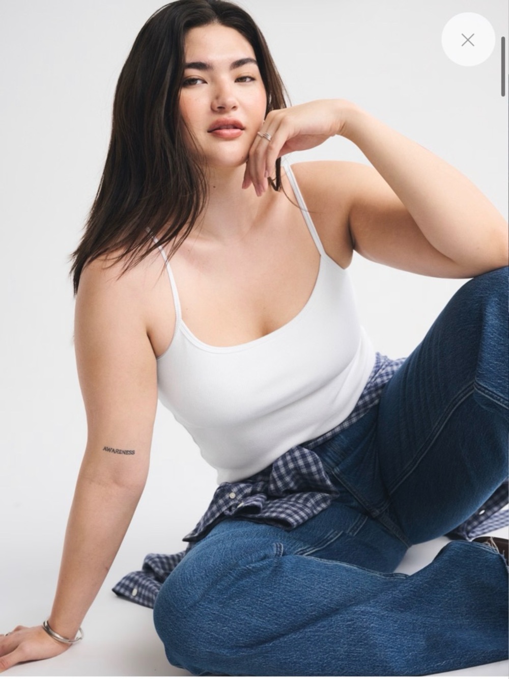 Abercrombie & Fitch bra free collection White Ribbed Tank Top